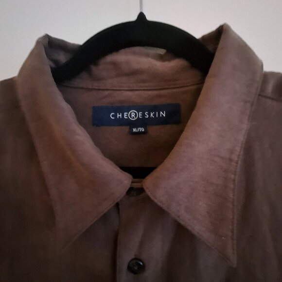 RON CHERESKIN BROWN MICRO SUEDE DRESS SHIRT SIZE  XL - Picture 3 of 3
